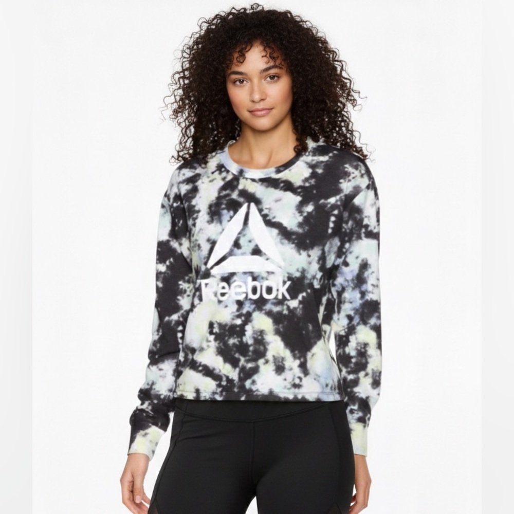 Womens Reebok All Day Cropped Tie Dye Crew Sweatshirt XL